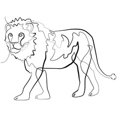 Obraz premium Lion one line drawing. Line Art Animal Vector Illustration