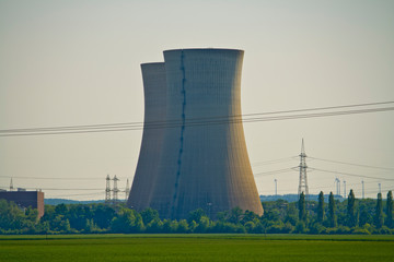 Close-up of disused nuclear power plant Grafenrheinfeld in Bavaria, Germany