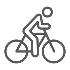 Cycling line icon, sport and bike, man on bicycle sign, vector graphics, a linear pattern on a white background.