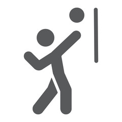 Volleyball player glyph icon, sport and active, person with ball sign, vector graphics, a solid pattern on a white background.