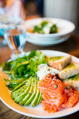 Avocado and freshly salted salmon