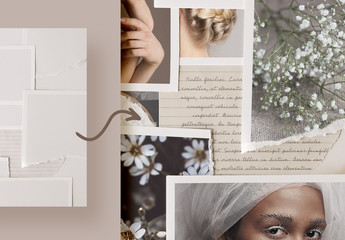 Photo Collage Mockup with Note Paper