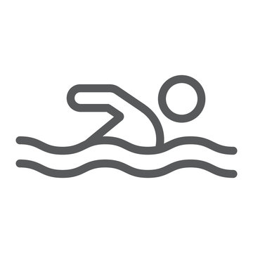 recommend clip art: Swimming line icon, sport and water, swimmer sign, vector graphics, a linear pattern on a white background.
