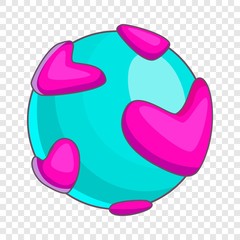 Planet with pink hearts icon. Cartoon illustration of planet with pink hearts vector icon for web