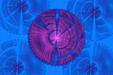 Blue illustration fractal background geometric shapes book cover magick explosion daydreaming music flyer or other concept.