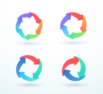 Arrow Round Cycle Business Diagram Vector Set