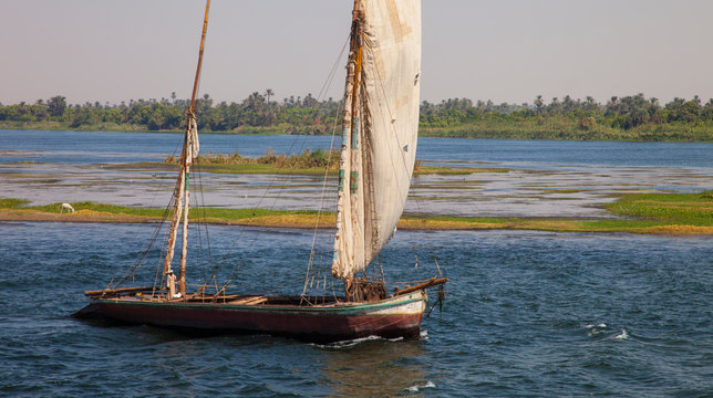 Faluca en el R&iacute;o Nilo, Valle del Nilo, Egipto.