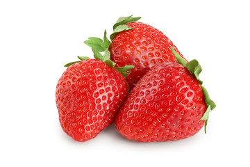 Strawberries isolated on white background. Top view. Flat lay pattern