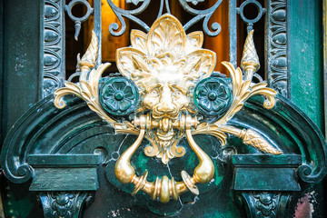 Old door handle colonial style in Buenos Aires city, Argentina