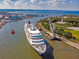 cruiser ship in port Gdansk near Westerplatte © Jurand