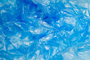 Blue Plastic Bag Texture. Abstract Wrinkled Background of Plastic Garbage
