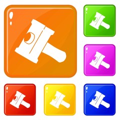 Big sledgehammer icons set collection vector 6 color isolated on white background