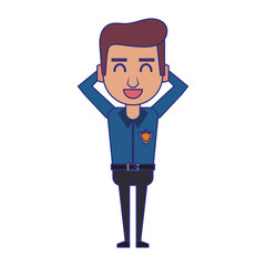 policeman working avatar cartoon character blue lines