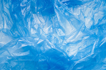 Blue Plastic Bag Texture. Abstract Wrinkled Background of Plastic Garbage