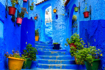 Chefchaouen, a city with blue painted houses. A city with narrow, beautiful, blue streets