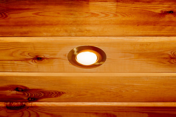 Built-in light bulb in a wooden house
