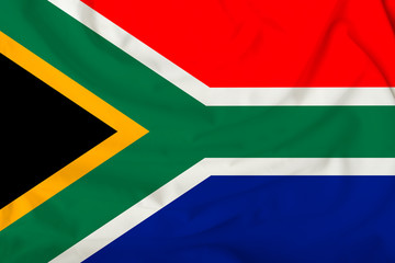 Fototapeta premium beautiful flag of south africa on gentle silk with soft folds in the wind