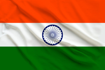 beautiful flag of india on delicate silk with soft folds in the wind