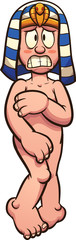Naked and blushing cartoon pharaoh clip art. Vector illustration with simple gradients. All in a single layer. 
