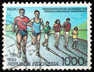 Postage stamp Indonesia 1993 runners