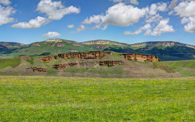 Valley with a rocky hills.