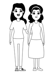 women avatar cartoon character portrait in black and white