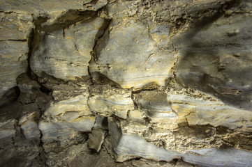 Gypsum wall in karst cave closeup