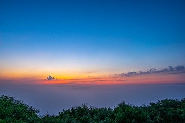 Foggy morning on the bank of the river Dniester
