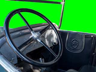 Interior with steering wheel and car dashboard