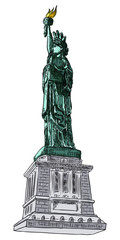 Fototapeta premium The Statue of Liberty, national attribute and symbol. Vector