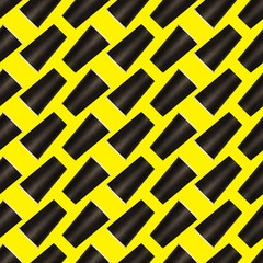 Seamless pattern of a dark disposable cup for drink on yellow color