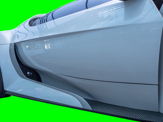 white sports car prototype to deep-etch