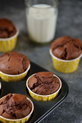Homemade chocolate muffins. Homemade baking.