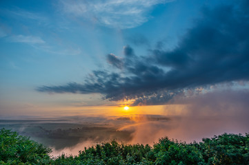 Obraz na płótnie Canvas Foggy morning on the bank of the river Dniester