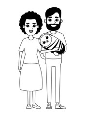 family avatar cartoon character portrait in black and white