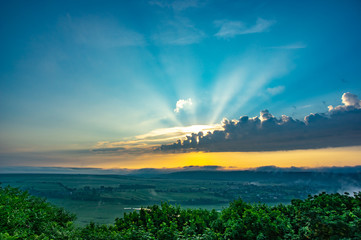 Foggy morning on the bank of the river Dniester
