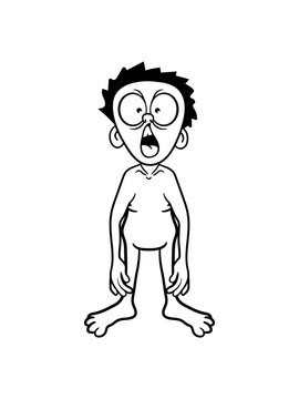 erschrocken nackt ängstlich schock schreien junge kerl mann gesicht lustig  comic cartoon clipart design cool ilustración de Stock | Adobe Stock