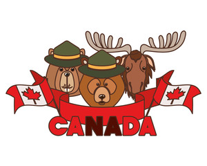 Moose bear and beaver animal of canada design