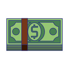 Money cash billets symbol isolated blue lines