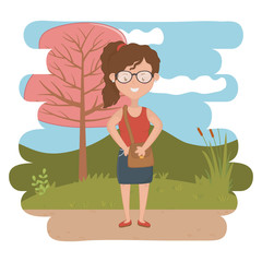 Girl cartoon of school design