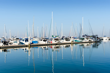 Fototapeta na wymiar Port and many yacht boat in morning time.