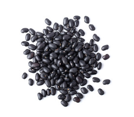 black beans isolated on white background. top view