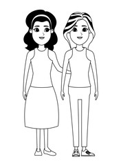 women avatar cartoon character portrait in black and white