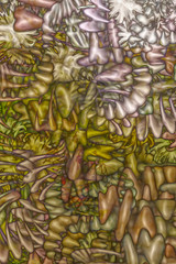 Background design of fractal pattern and rich texture on the theme of imagination, creativity and art. Abstract textures, stains, play.