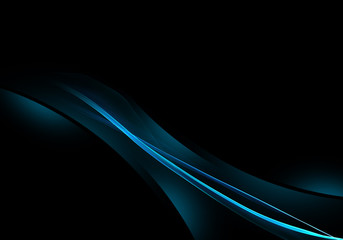 Abstract black background with blue dynamic lines for business cards or wallpaper