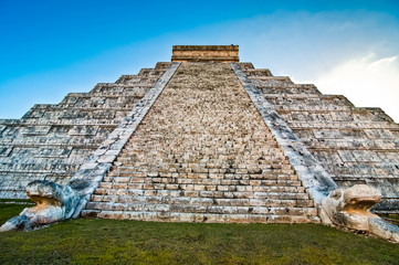 Fototapeta na wymiar Chichen Itza, Mexico - November 15, 2010. Archaelogical area of famous Mexican pyramid Chichen-Itza