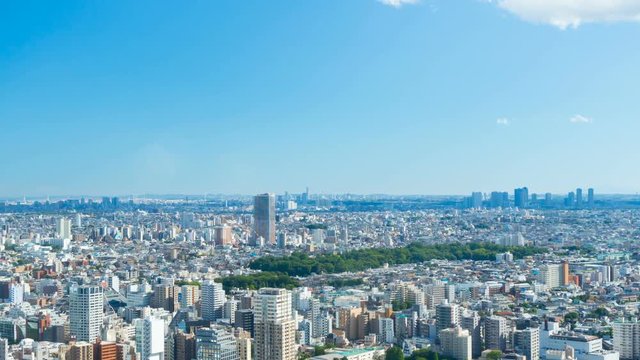 東京風景　タイムラプス　都心から望む横浜方面