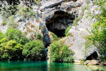 The Cueva del Gato (Cat's Cave) lagoon located near Ronda, Spain