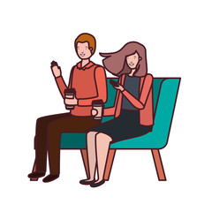 couple with sitting in chair on white background