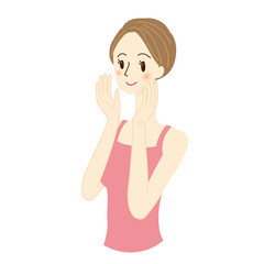 Fototapeta premium 若い女性 スキンケア イラスト 美容